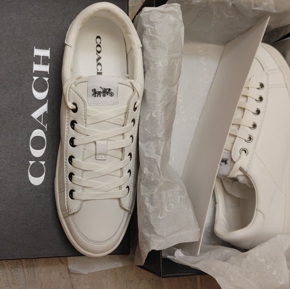Brand NEW comfy COACH Chalk white Leather sneakers - Picture 1 of 5